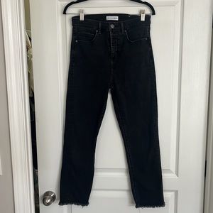 Loft Kick Crop Black Denim Jean